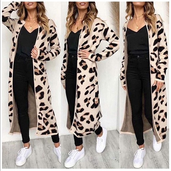 Hongxin Jackets & Blazers - NWOT Leopard 🐆 Print Long Cardin Duster 🖤